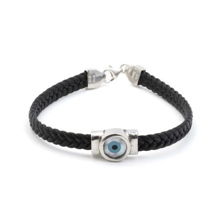 Leather Bracelet with Fildisi Evil Eye