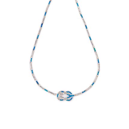 Meander Necklace - Blue Opal and Sterling Silver