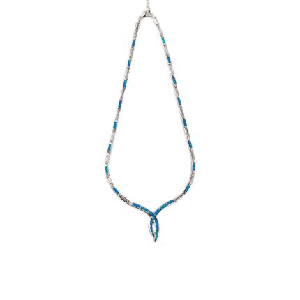 Meander - Greek key opal necklace