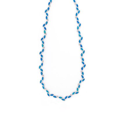 Olive Leaf Necklace - Sterling Silver and Blue Opal