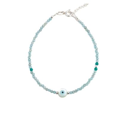 Round Evil Eye Aqua Marine Bracelet
