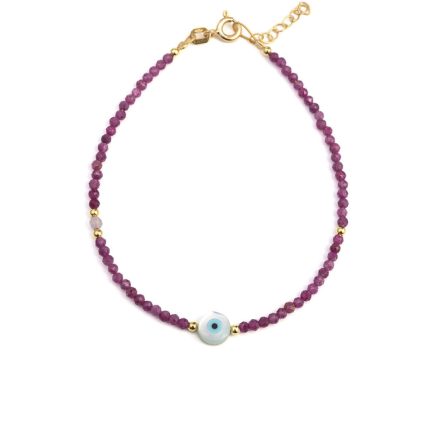 Round Evil Eye Ruby Bracelet
