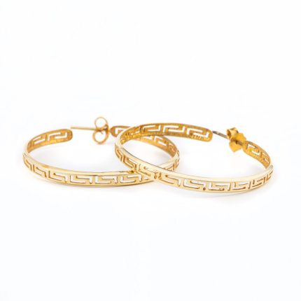 14k Gold Meander Hoop Earrings