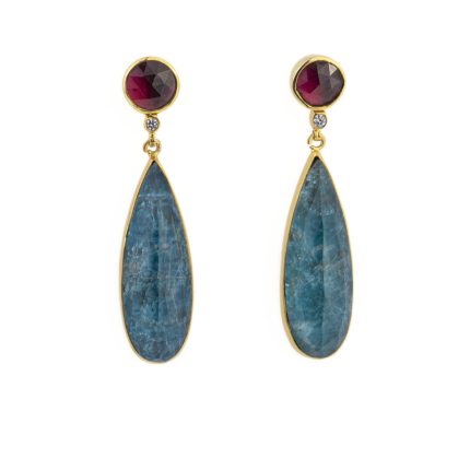 Rhodolite and Apatite Drop Earrings