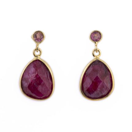 Ruby and Tourmaline Dangle Earrings