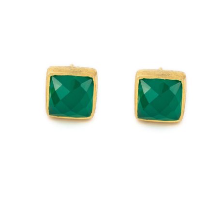Green Doublet Chalcedony Stud Earrings