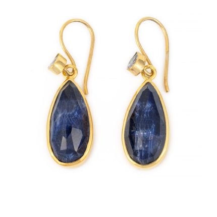 Sterling Silver Gold Plated Sodalite Dangle Earrings