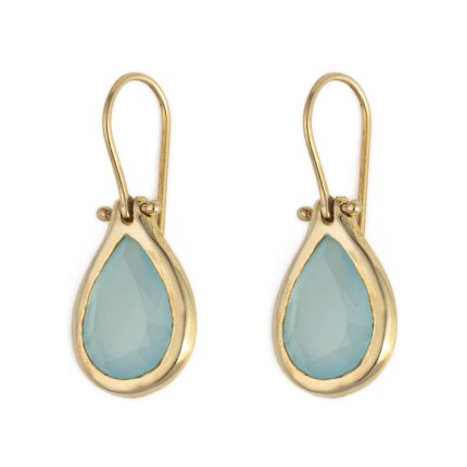 Aqua Chalcedony Drop Earrings