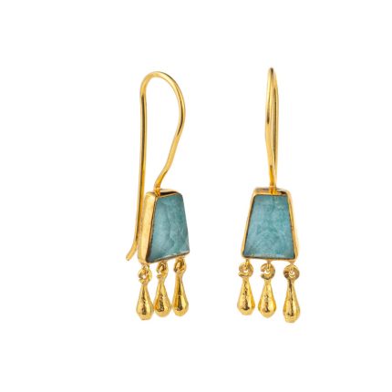 Amazonite Gemstone Earrings - Sterling Silver and Gold Plated