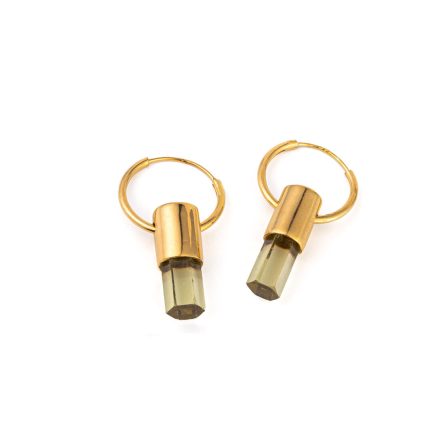 Lemon Quartz Hoop Earrings - 925 Sterling Silver and Gold Plated