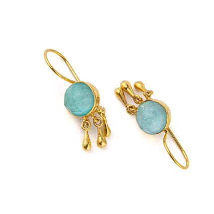 Amazonite Dangle Earrings - 925 Sterling Silver and Gold Plated
