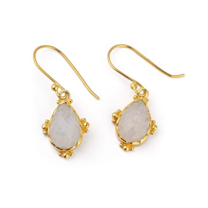 Moonstone Hook Earrings - 925 Sterling Silver and Gold Plated