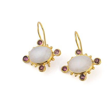 Moonstone Tourmaline Earrings - 925 Sterling Silver