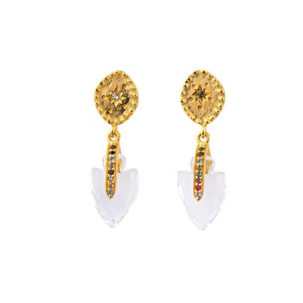 Quartz Crystal Earrings - 925 Sterling Silver and Gold Plated