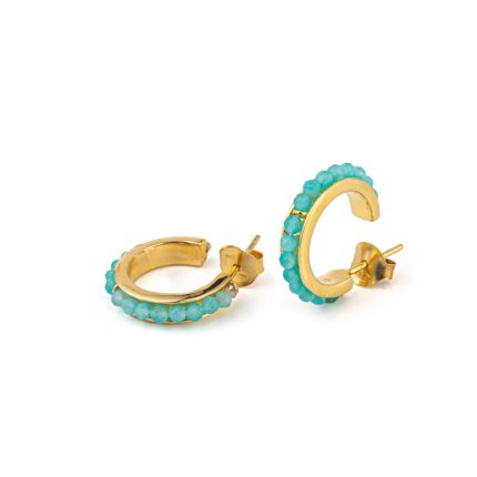 Amazonite Stud Earrings - 925 Sterling Silver and Gold Plated