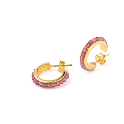 Rose Tourmalines Earrings - 925 Sterling Silver and Gold Plated