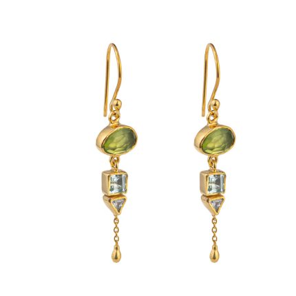 Peridot Crystal Earrings - Sterling Silver and Gold Plated
