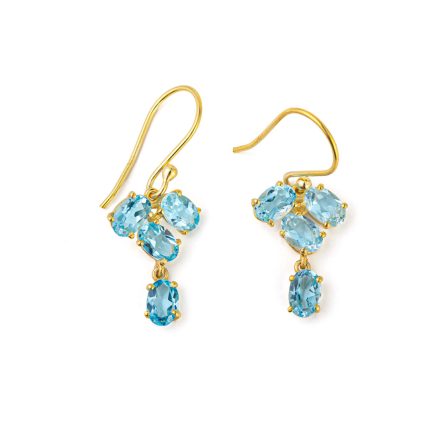 Blue Topaz Hook Earrings - Sterling Silver and Gold Plated