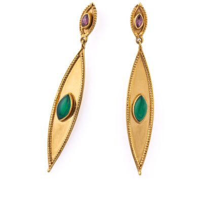 Green Onyx and Tourmaline Earrings