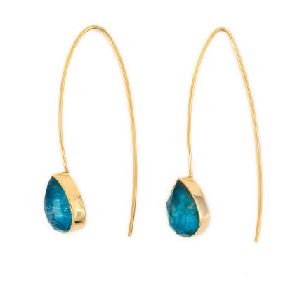 Sterling Silver Gold Plated Apatite Doublet Hook Earrings