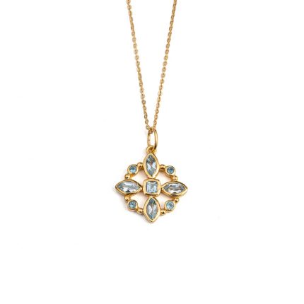 Blue Topaz Flower Necklace