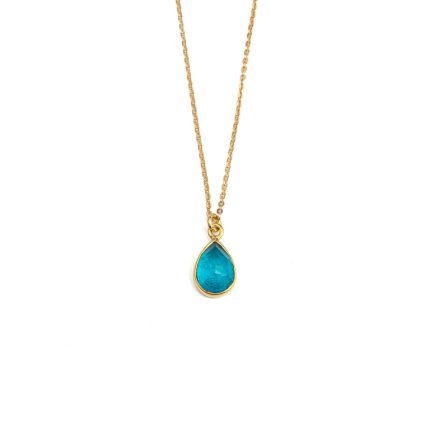 Tear Drop Pariba Necklace - 925 Sterling Silver and Gold Plated