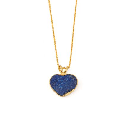 Lapis heart Necklace - 925 Sterling Silver and Gold Plated
