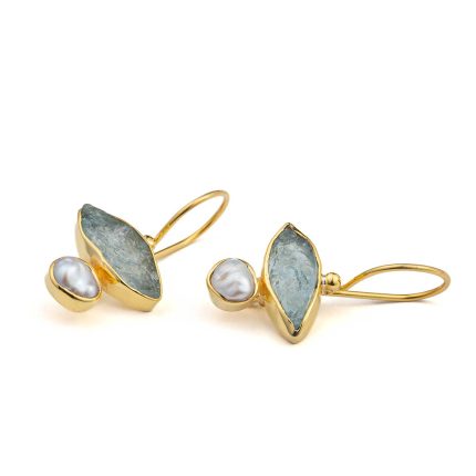 Aquamarine and Pearl Earrings