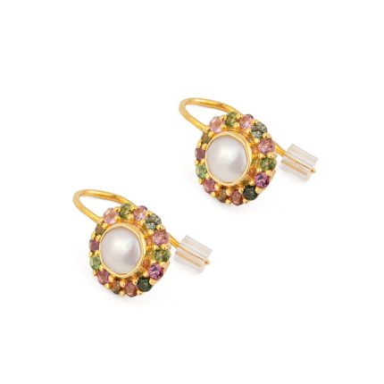 Tourmaline and Pearl Round Earrings