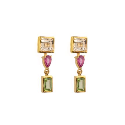 Tourmaline and Peridot Dangle Earrings
