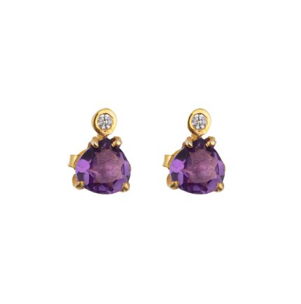 Amethyst Zircon Stud Earrings