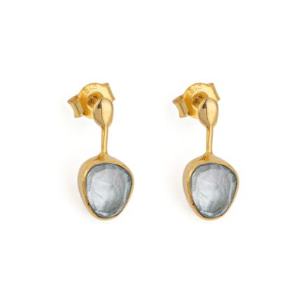 Blue Topaz Drop Earrings - 925 Sterling Silver and Gold Plated