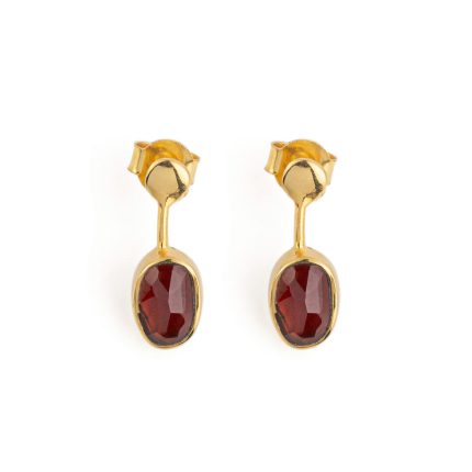 Garnet Drop Earrings - 925 Sterling Silver and Gold Plated