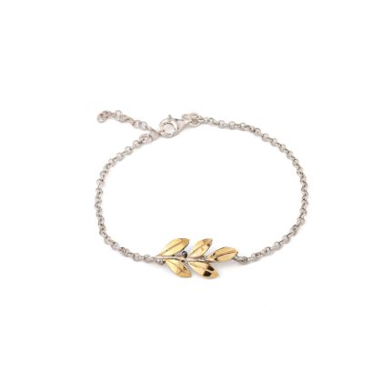 Olive Leaf Chain Bracelet - 14K Gold and Sterling Silver