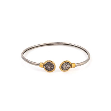 Phaistos Disc Bangle Bracelet  – 925 Sterling Silver and 14K Gold