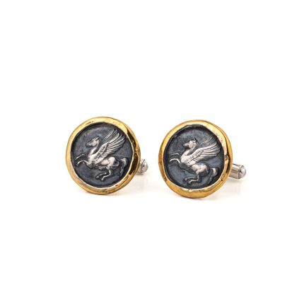 Pegasus Coin Cufflinks - 14K gold and Sterling Silver