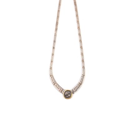 Athena and Owl Necklace – 925 Sterling Silver and 14K Gold