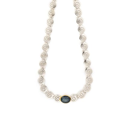 Lapis Lazuli Spiral Necklace- 14K Gold and 925 Sterling Silver