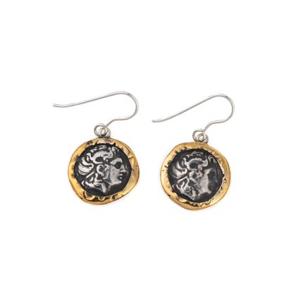 Alexander the Great Dangle Earrings – 925 Sterling Silver and 14K Gold