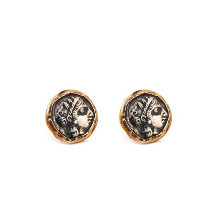 Athena Stud Earrings – 925 Sterling Silver and 14K Gold