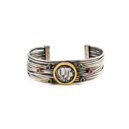 Goddess Athena Cuff Bracelet - 18K Gold and 925 Sterling Silver