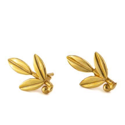 Olive Leaf Stud Earrings – Sterling Silver and Gold Plated