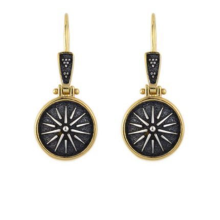 Vergina Sun Earrings - Sterling Silver and Gold Plated