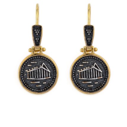 Acropolis Dangle Earrings - 925 Sterling Silver and Gold Plated