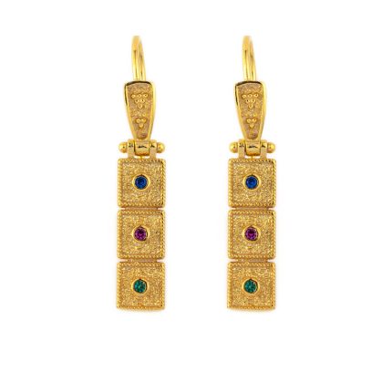 Byzantine Drop Earrings with Multicolor Zircon