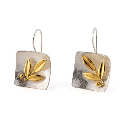 Leaf earrings - 925 Sterling Silver and Gold Plated