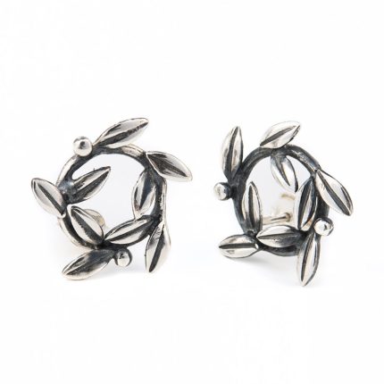 Silver Olive Wreath Ancient Greek Earrings