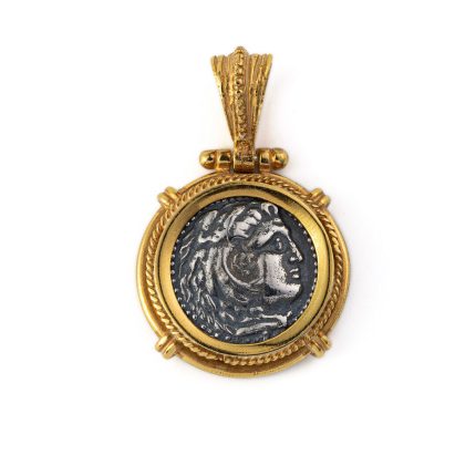 Hercules Coin Pendant - 925 Sterling Silver Gold Plated