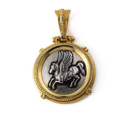 Pegasus Winged Horse Pendant - 925 Sterling Silver Gold Plated