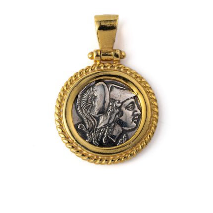 Athena Coin Pendant - 925 Sterling Silver Gold Plated